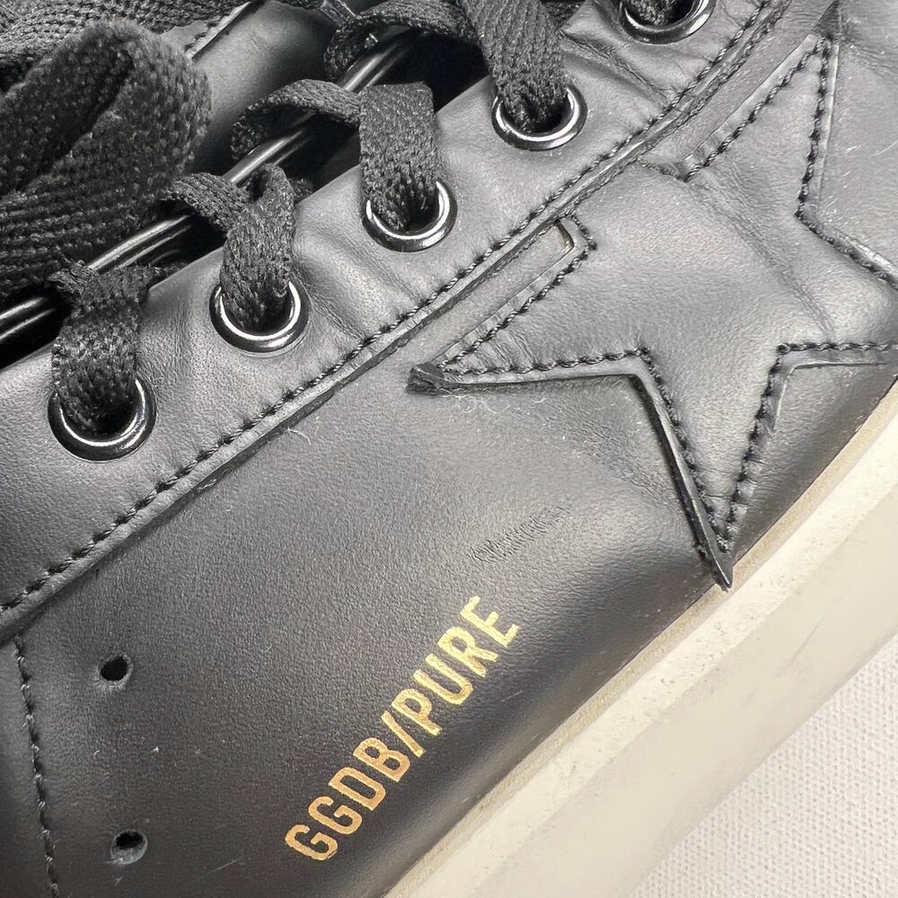 Golden Goose Black Leather Low-Top Sneakers with White Sole - Picture 4 of 16